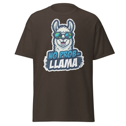 No Prob-Llama T-Shirt | Funny Llama Pun Tee - Dark Chocolate - TeeRipple
