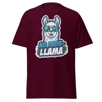 No Prob-Llama T-Shirt | Funny Llama Pun Tee - Maroon - TeeRipple