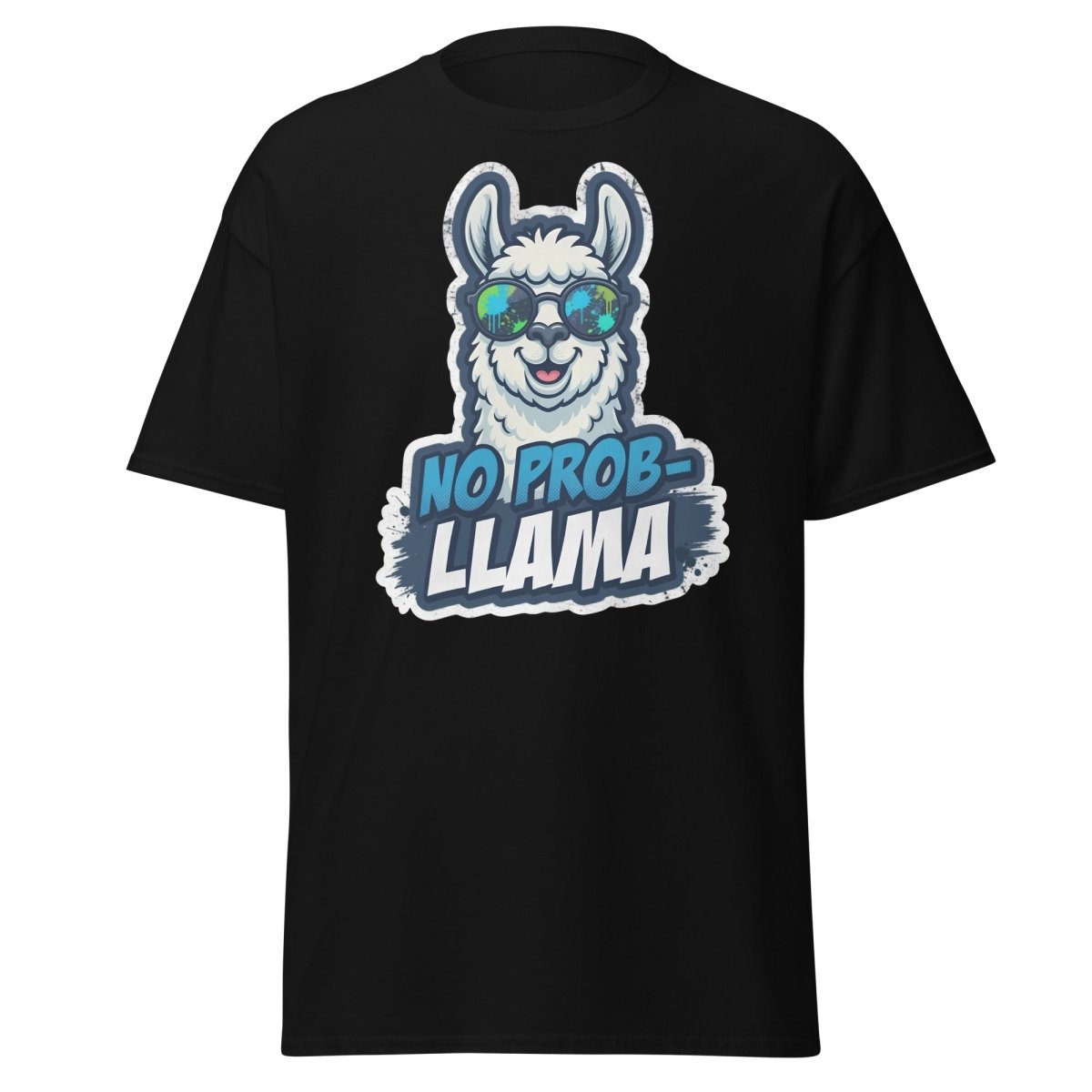 No Prob-Llama T-Shirt | Funny Llama Pun Tee - Black - TeeRipple
