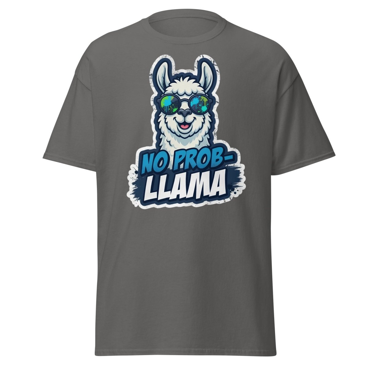 No Prob-Llama T-Shirt | Funny Llama Pun Tee - Charcoal - TeeRipple