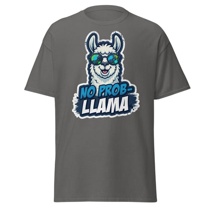 No Prob-Llama T-Shirt | Funny Llama Pun Tee - Charcoal - TeeRipple