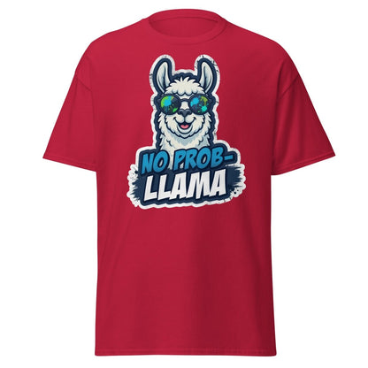 No Prob-Llama T-Shirt | Funny Llama Pun Tee - Cardinal - TeeRipple