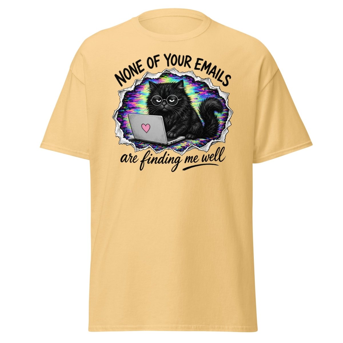 None of Your Emails Are Finding Me Well Cat Tee - Yellow Haze - TeeRipple