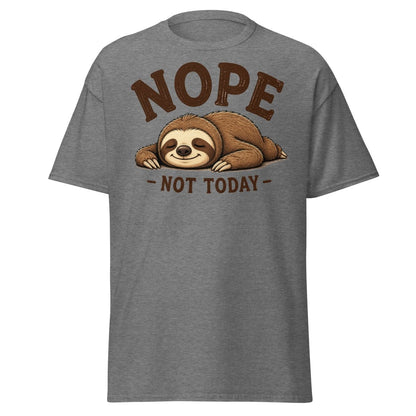Nope Not Today Funny Sloth Tee - Graphite Heather - TeeRipple