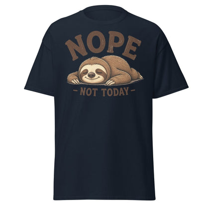 Nope Not Today Funny Sloth Tee - Navy - TeeRipple