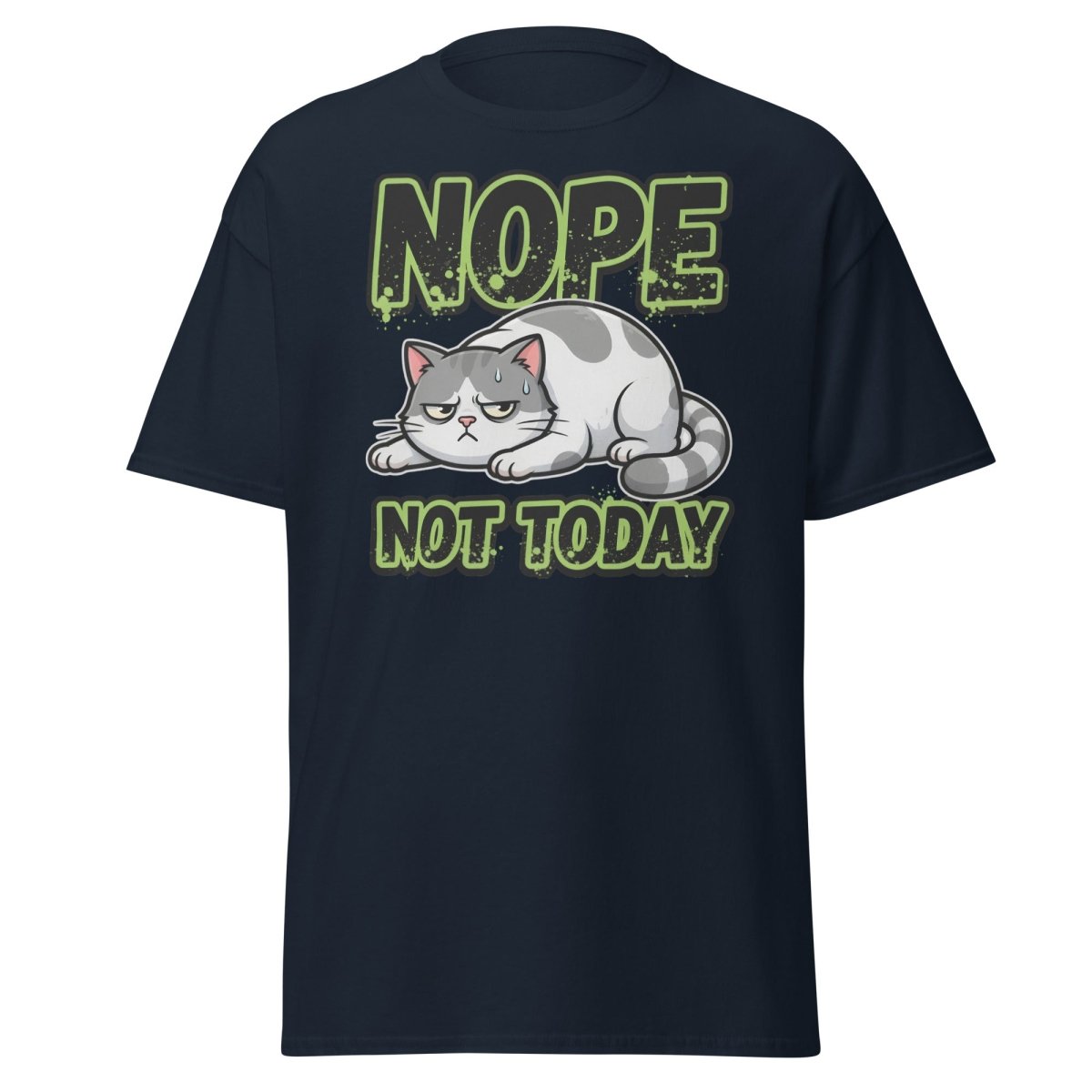 Nope Not Today Grumpy Cat T-Shirt Funny Lazy Tee - Navy - TeeRipple