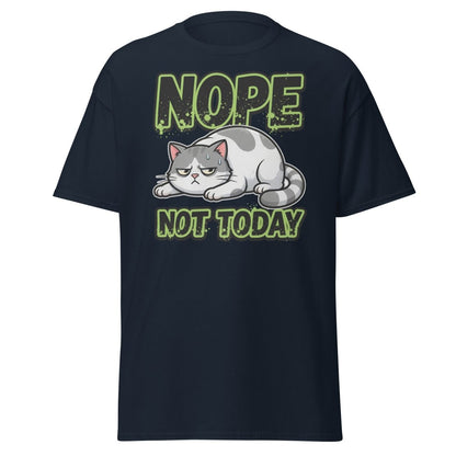 Nope Not Today Grumpy Cat T-Shirt Funny Lazy Tee - Navy - TeeRipple