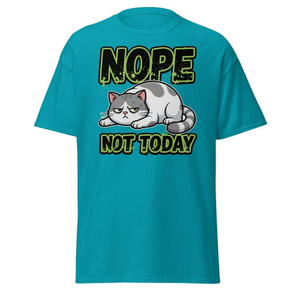 Nope Not Today Grumpy Cat T-Shirt Funny Lazy Tee - Tropical Blue - TeeRipple