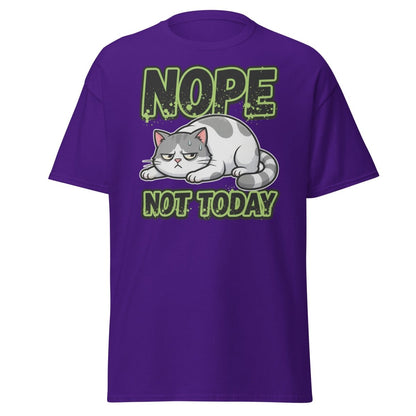 Nope Not Today Grumpy Cat T-Shirt Funny Lazy Tee - Purple - TeeRipple