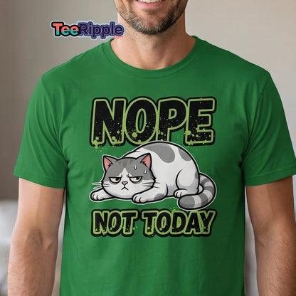 Nope Not Today Grumpy Cat T-Shirt Funny Lazy Tee - Maroon - TeeRipple