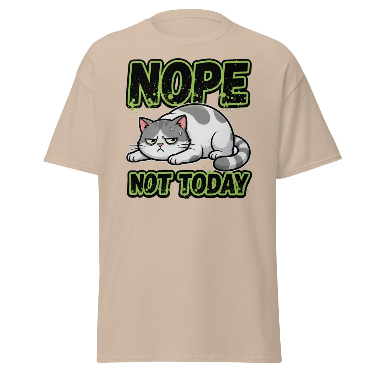 Nope Not Today Grumpy Cat T-Shirt Funny Lazy Tee - Sand - TeeRipple