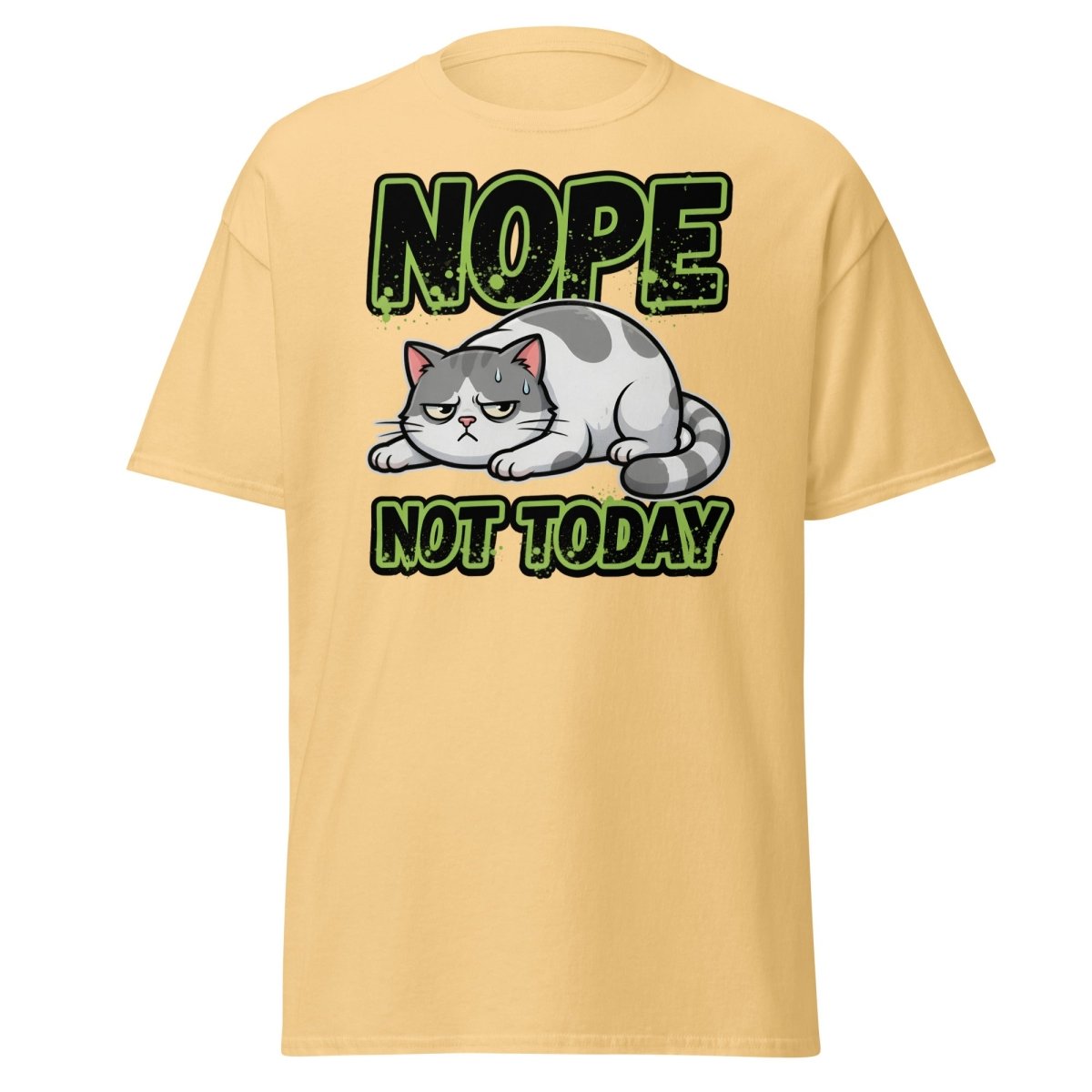 Nope Not Today Grumpy Cat T-Shirt Funny Lazy Tee - Yellow Haze - TeeRipple