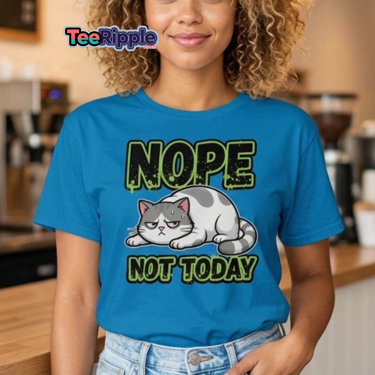 Nope Not Today Grumpy Cat T-Shirt Funny Lazy Tee - Maroon - TeeRipple