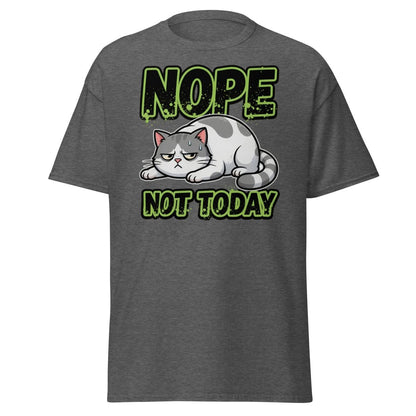 Nope Not Today Grumpy Cat T-Shirt Funny Lazy Tee - Dark Heather - TeeRipple