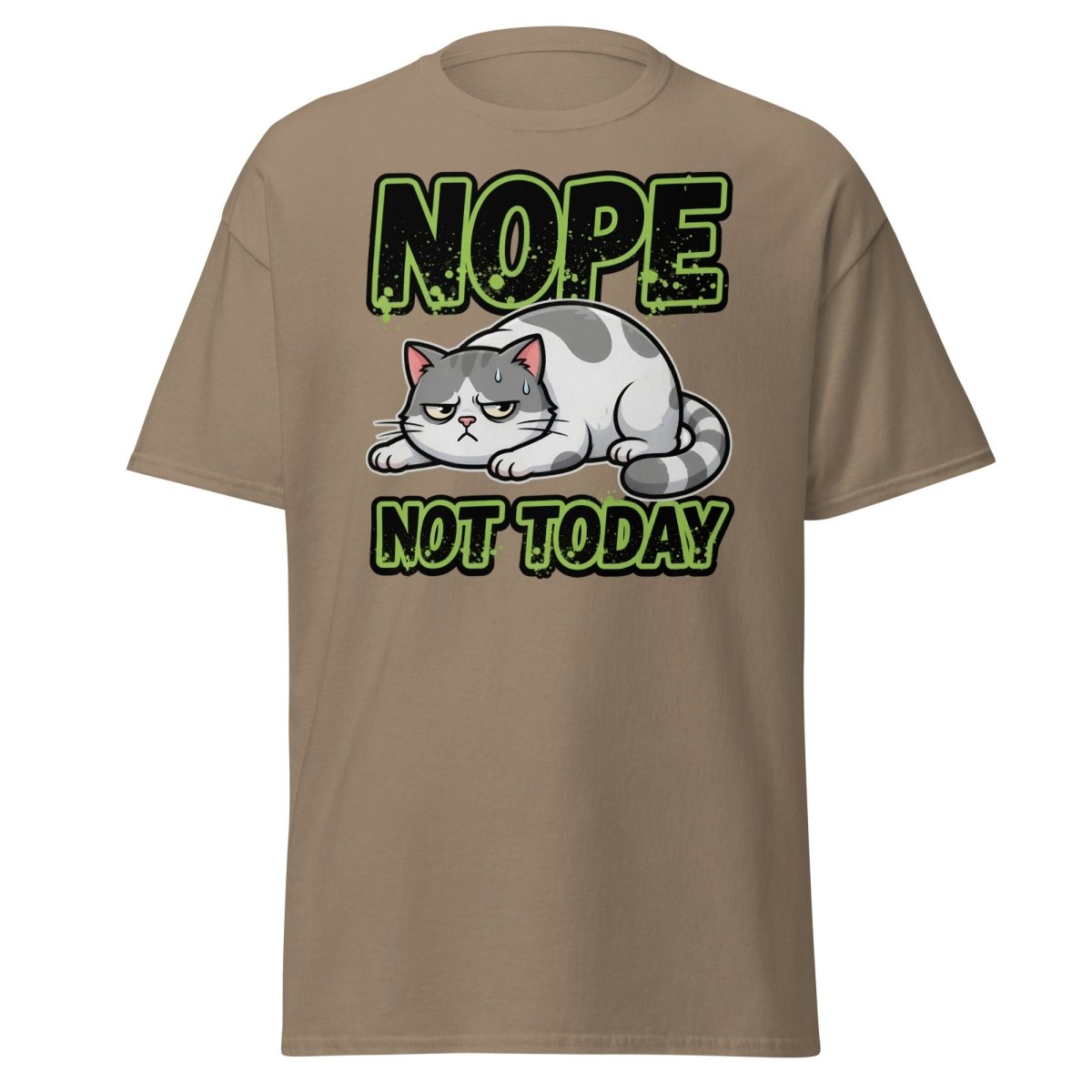 Nope Not Today Grumpy Cat T-Shirt Funny Lazy Tee - Brown Savana - TeeRipple