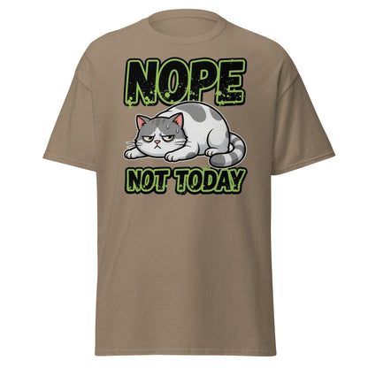 Nope Not Today Grumpy Cat T-Shirt Funny Lazy Tee - Brown Savana - TeeRipple