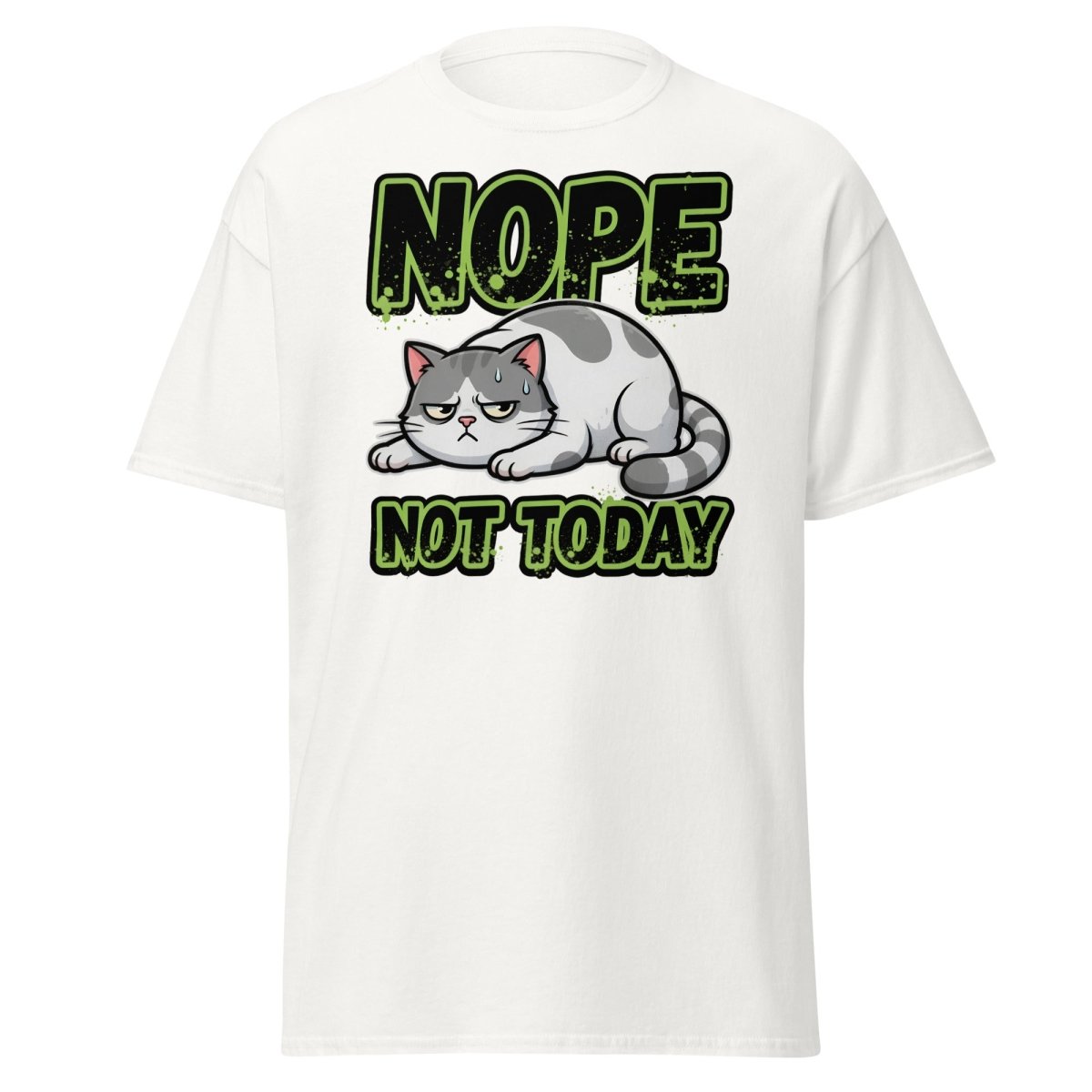Nope Not Today Grumpy Cat T-Shirt Funny Lazy Tee - White - TeeRipple