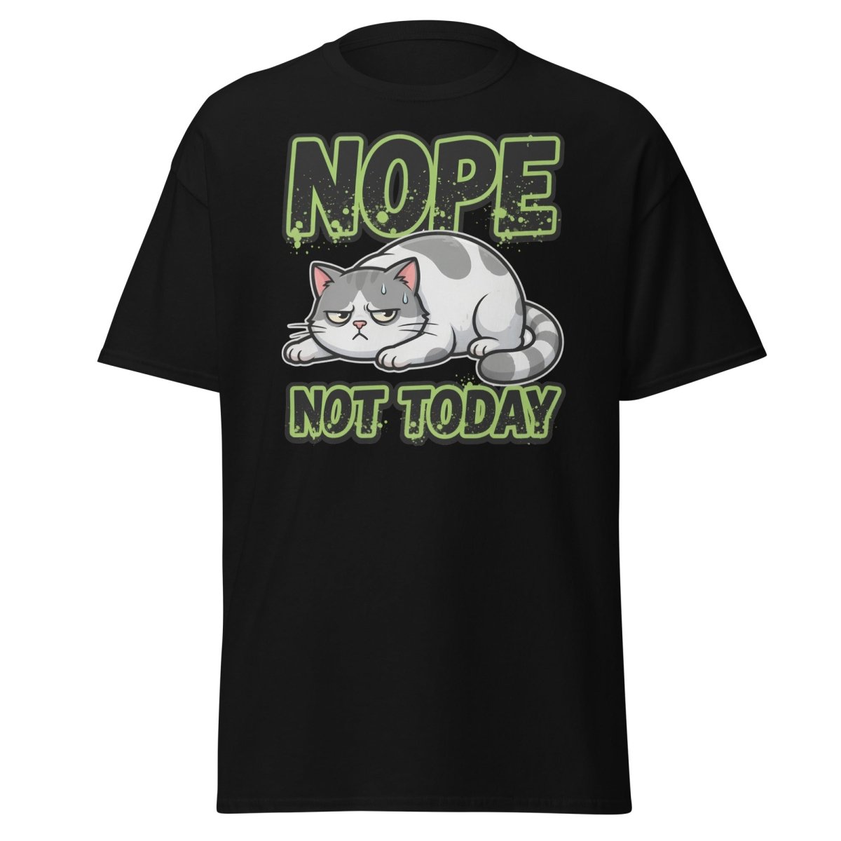 Nope Not Today Grumpy Cat T-Shirt Funny Lazy Tee - Black - TeeRipple