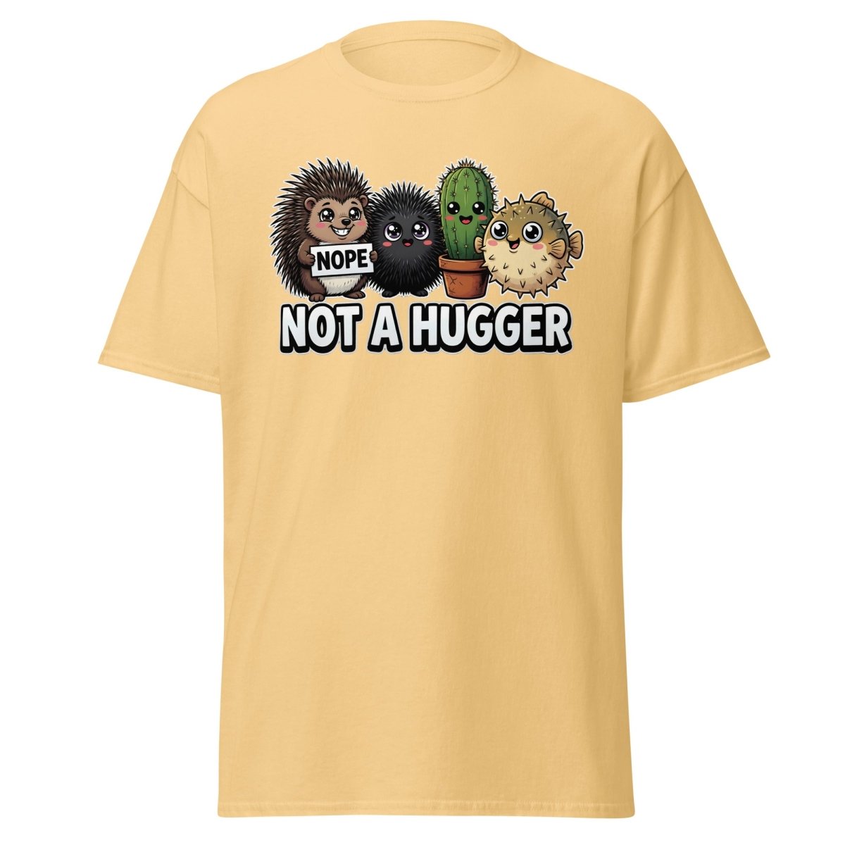 Not a Hugger T-Shirt - Funny Hedgehog Cactus Pufferfish Tee - Yellow Haze - TeeRipple