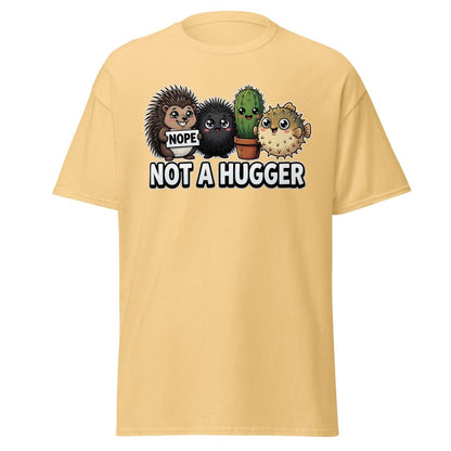 Not a Hugger T-Shirt - Funny Hedgehog Cactus Pufferfish Tee - Yellow Haze - TeeRipple
