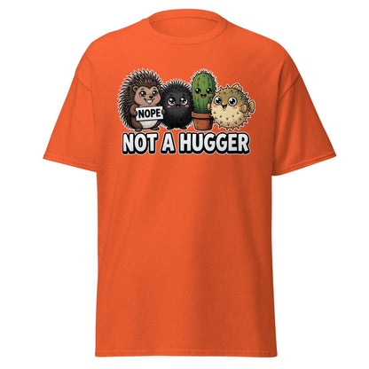 Not a Hugger T-Shirt - Funny Hedgehog Cactus Pufferfish Tee - Orange - TeeRipple