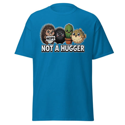 Not a Hugger T-Shirt - Funny Hedgehog Cactus Pufferfish Tee - Sapphire - TeeRipple