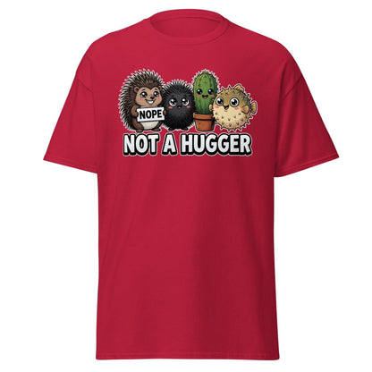 Not a Hugger T-Shirt - Funny Hedgehog Cactus Pufferfish Tee - Cardinal - TeeRipple
