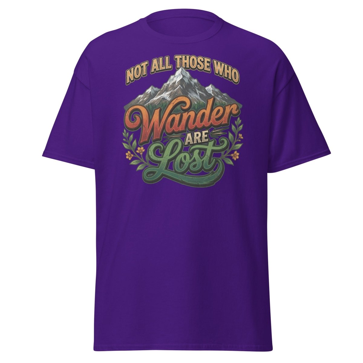 Not All Those Who Wander Are Lost T-Shirt | Mountain Adventure Tee - Purple - TeeRipple