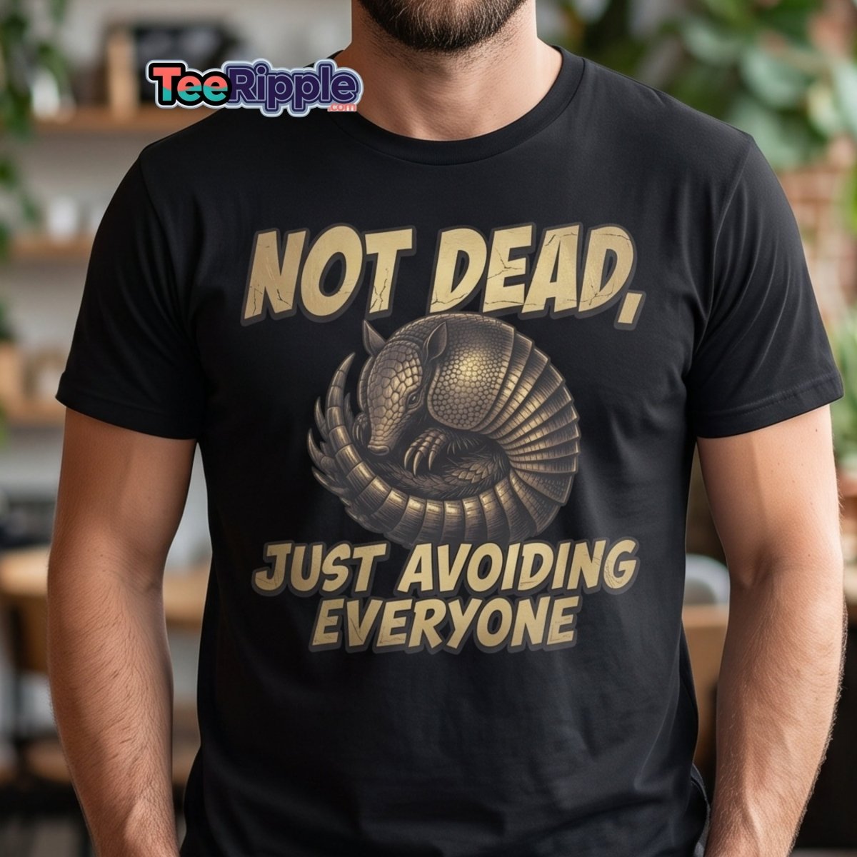 Not Dead Just Avoiding Everyone Armadillo Tee - Maroon - TeeRipple