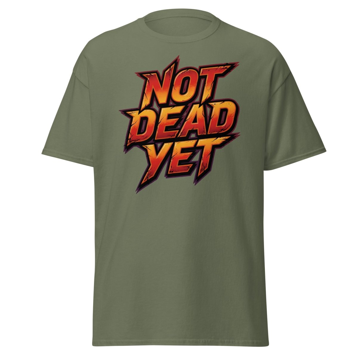 Not Dead Yet T-Shirt | Edgy Rock Graphic Tee - Military Green - TeeRipple