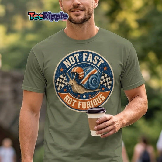 Not Fast Not Furious Snail Racing Tee - Maroon - TeeRipple