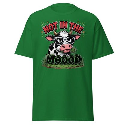 Not In The Mooood Grumpy Cow T-Shirt - Turf Green - TeeRipple