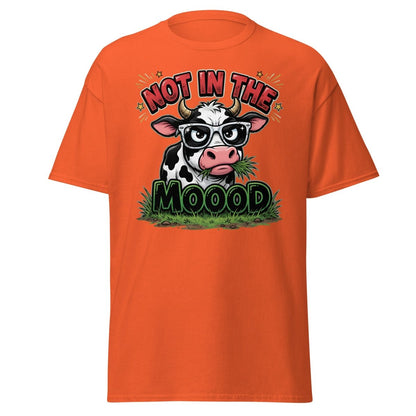 Not In The Mooood Grumpy Cow T-Shirt - Orange - TeeRipple