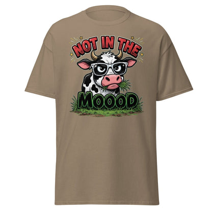 Not In The Mooood Grumpy Cow T-Shirt - Brown Savana - TeeRipple