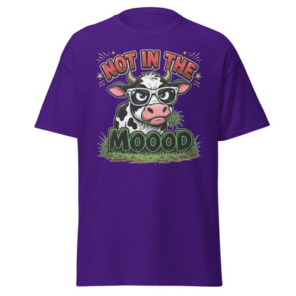 Not In The Mooood Grumpy Cow T-Shirt - Purple - TeeRipple