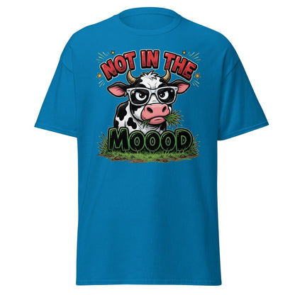 Not In The Mooood Grumpy Cow T-Shirt - Sapphire - TeeRipple