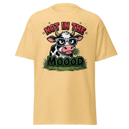 Not In The Mooood Grumpy Cow T-Shirt - Yellow Haze - TeeRipple