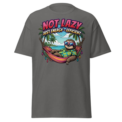 Not Lazy Just Energy Efficient Sloth T-Shirt - Charcoal - TeeRipple