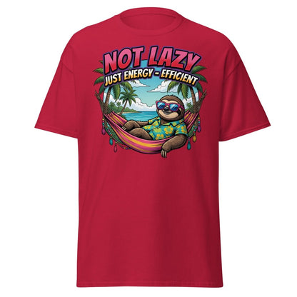 Not Lazy Just Energy Efficient Sloth T-Shirt - Cardinal - TeeRipple