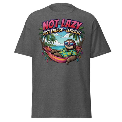 Not Lazy Just Energy Efficient Sloth T-Shirt - Dark Heather - TeeRipple