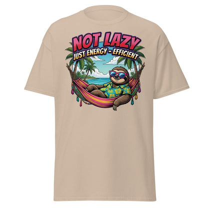 Not Lazy Just Energy Efficient Sloth T-Shirt - Sand - TeeRipple