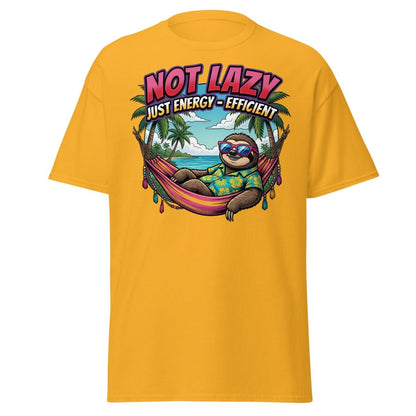 Not Lazy Just Energy Efficient Sloth T-Shirt - Gold - TeeRipple