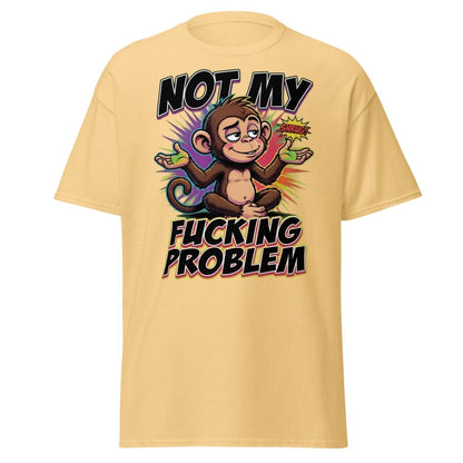 Not My Fucking Problem Monkey T-Shirt – Sarcastic Shrug Tee - Yellow Haze - TeeRipple