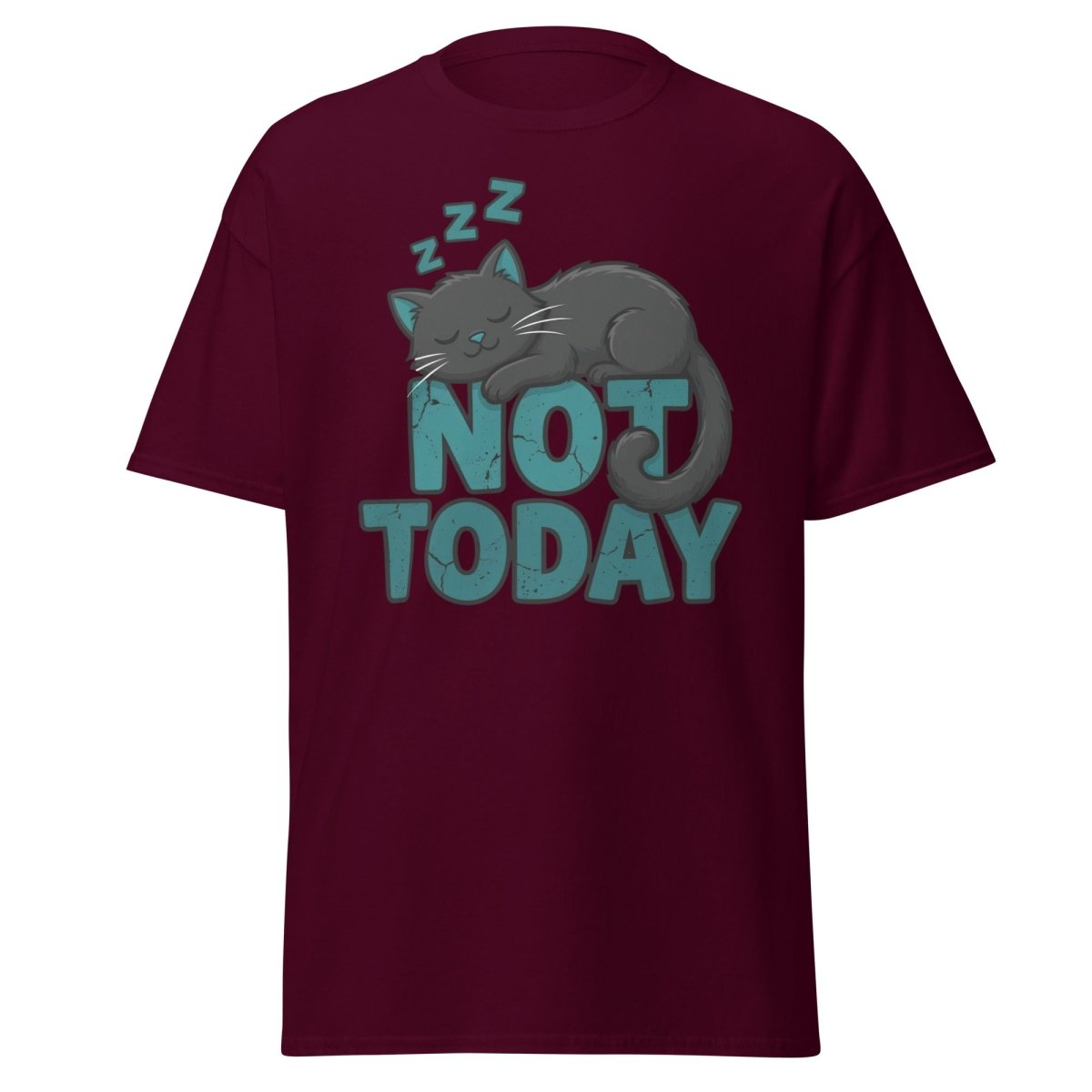 Not Today Sleeping Cat T-Shirt – Funny Lazy Cat Tee - Maroon - TeeRipple