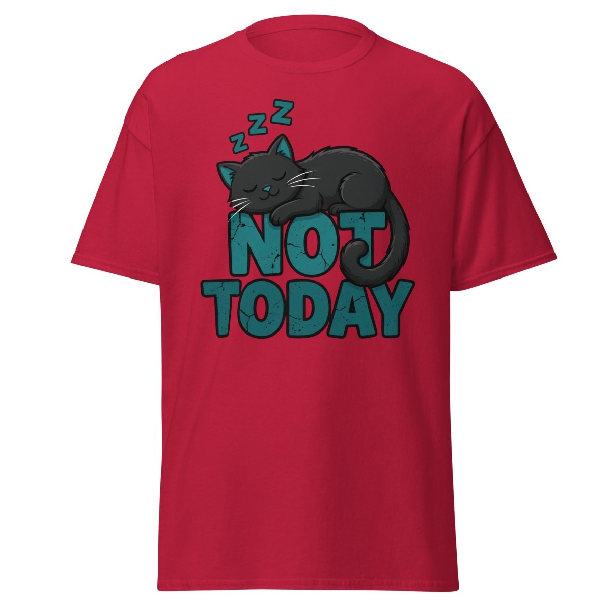 Not Today Sleeping Cat T-Shirt – Funny Lazy Cat Tee - Cardinal - TeeRipple