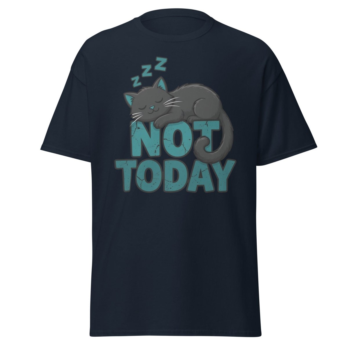 Not Today Sleeping Cat T-Shirt – Funny Lazy Cat Tee - Navy - TeeRipple