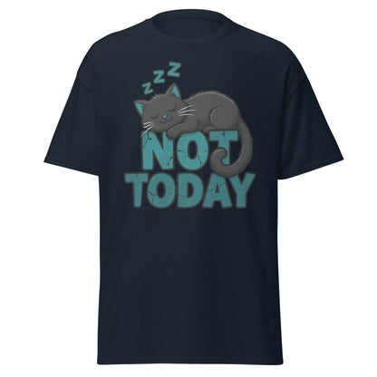Not Today Sleeping Cat T-Shirt – Funny Lazy Cat Tee - Navy - TeeRipple