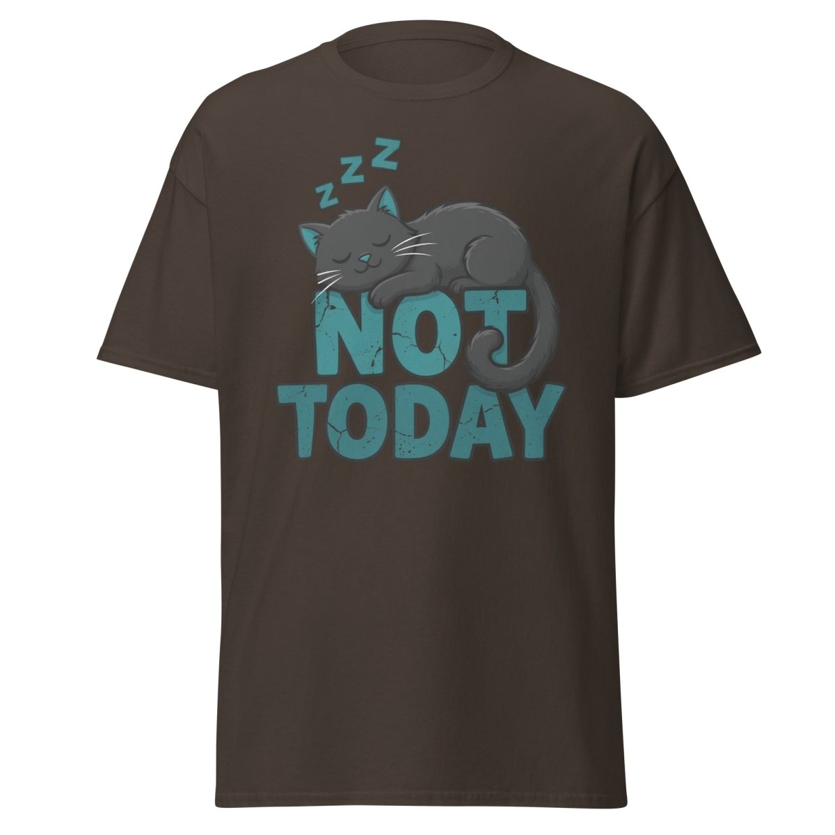 Not Today Sleeping Cat T-Shirt – Funny Lazy Cat Tee - Dark Chocolate - TeeRipple