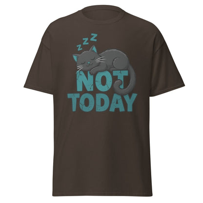Not Today Sleeping Cat T-Shirt – Funny Lazy Cat Tee - Dark Chocolate - TeeRipple