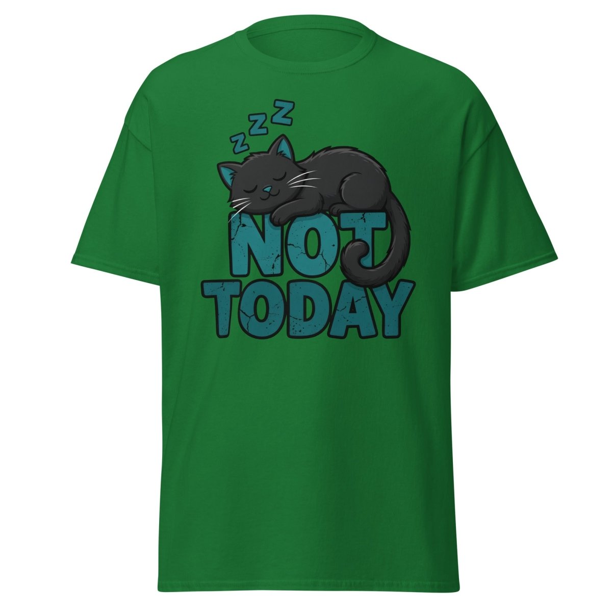 Not Today Sleeping Cat T-Shirt – Funny Lazy Cat Tee - Turf Green - TeeRipple